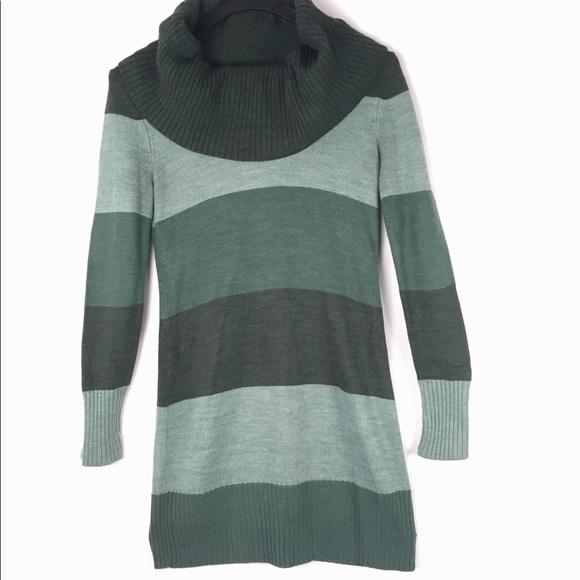 H&M Dresses & Skirts - H&M Green Cowl Neck Striped sweater Dress